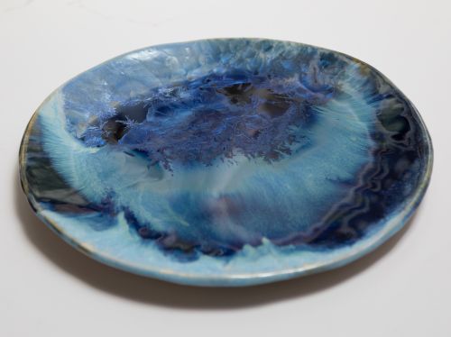 blue crystalline platter by Maggie zerafa