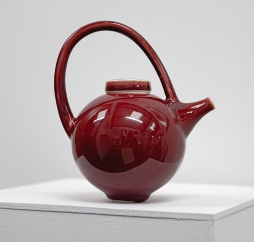 small red teapot by tricia thom