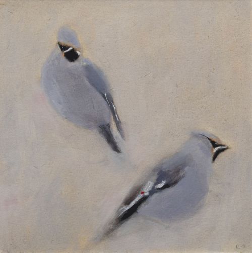 a pair of waxwings by ruth o'dell
