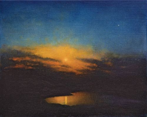 January sunset, with jupiter by michael corsar
