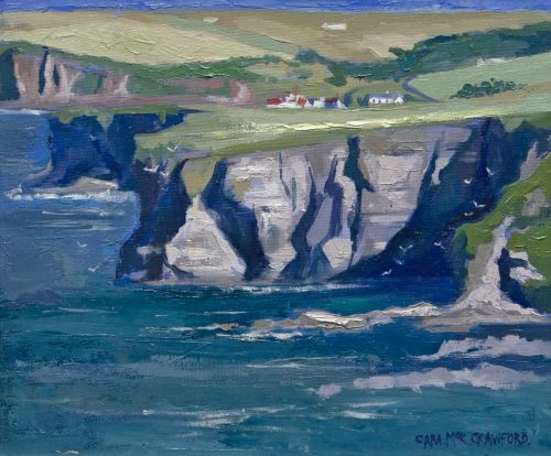 sunlit cliffs towards pennan, Aberdeenshire by Cara Mckinnon Crawford