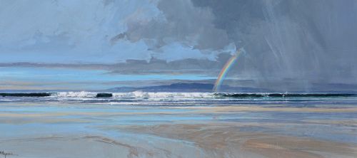 rainbow scarista beach, harris by alan b hayman