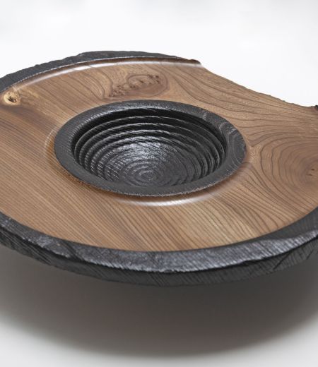burr elm bowl, burnt rim III by angus clyne