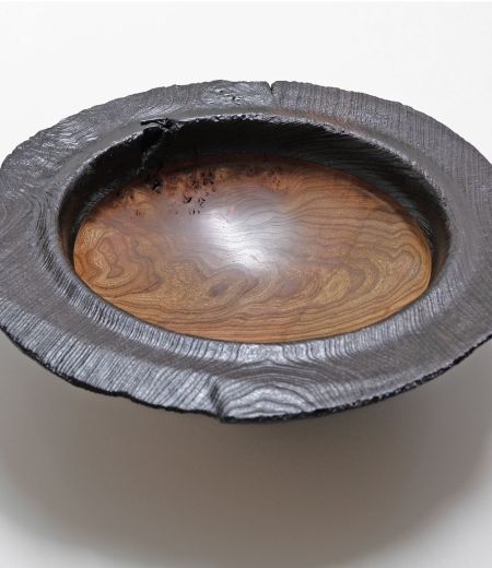 burr elm bowl, burnt rim I by angus clyne