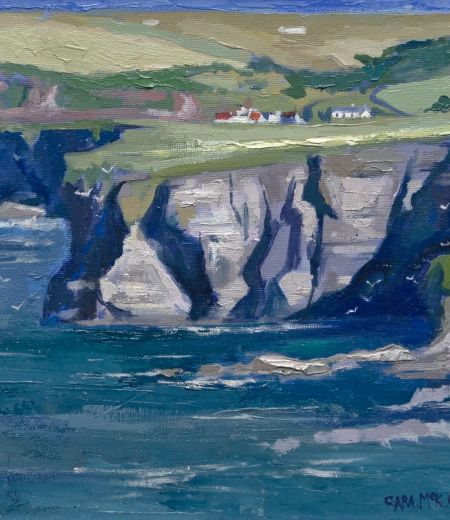 sunlit cliffs towards pennan, Aberdeenshire by Cara Mckinnon Crawford