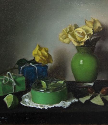 rose flowers and limes by gavin young