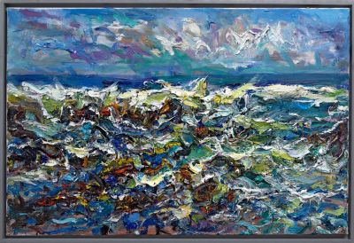 wild and windy hopeman beach by jonathan shearer