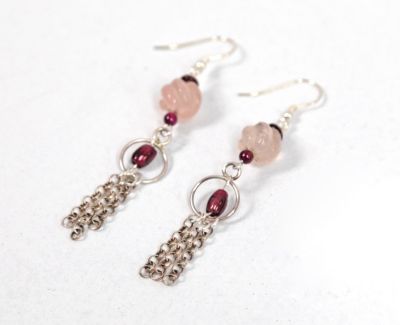 Quartz crystal and garnet earrings by nicoletta george
