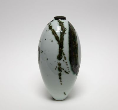 clear/blue splash oblong vessel by tricia