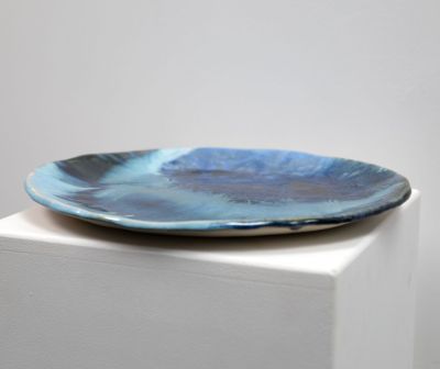 blue crystalline platter by Maggie zerafa