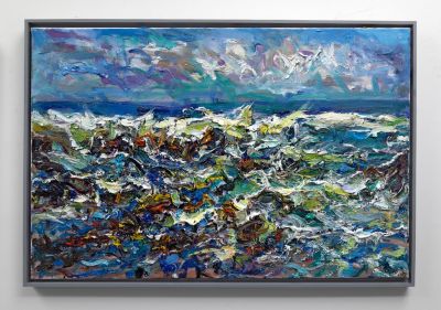 wild and windy hopeman beach by jonathan shearer