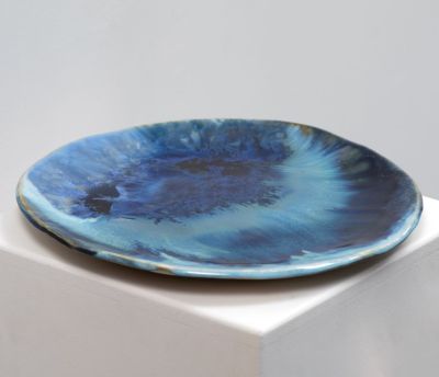 blue crystalline platter by Maggie zerafa
