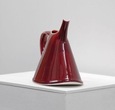 large red oval jug by tricia thom