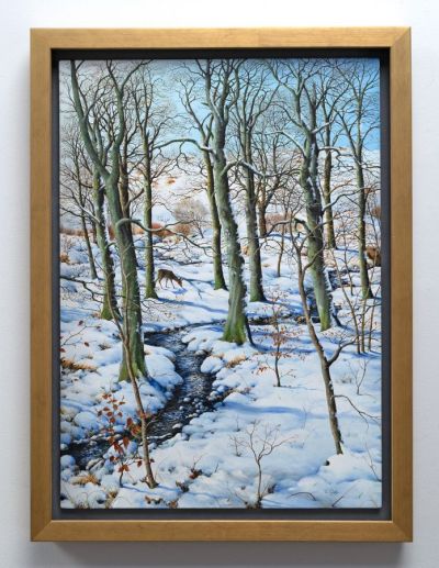 winter woodland - with roe by colin woolf