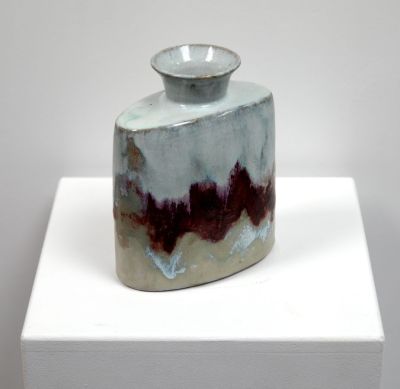 chun, copper & celadon bottle vase by Peter humpherson