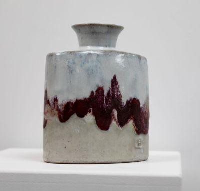 chun, copper & celadon bottle vase by Peter humpherson