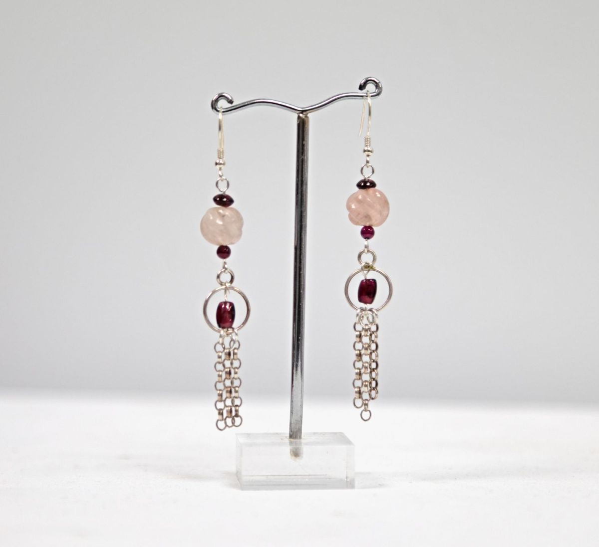 Quartz crystal and garnet earrings by nicoletta george