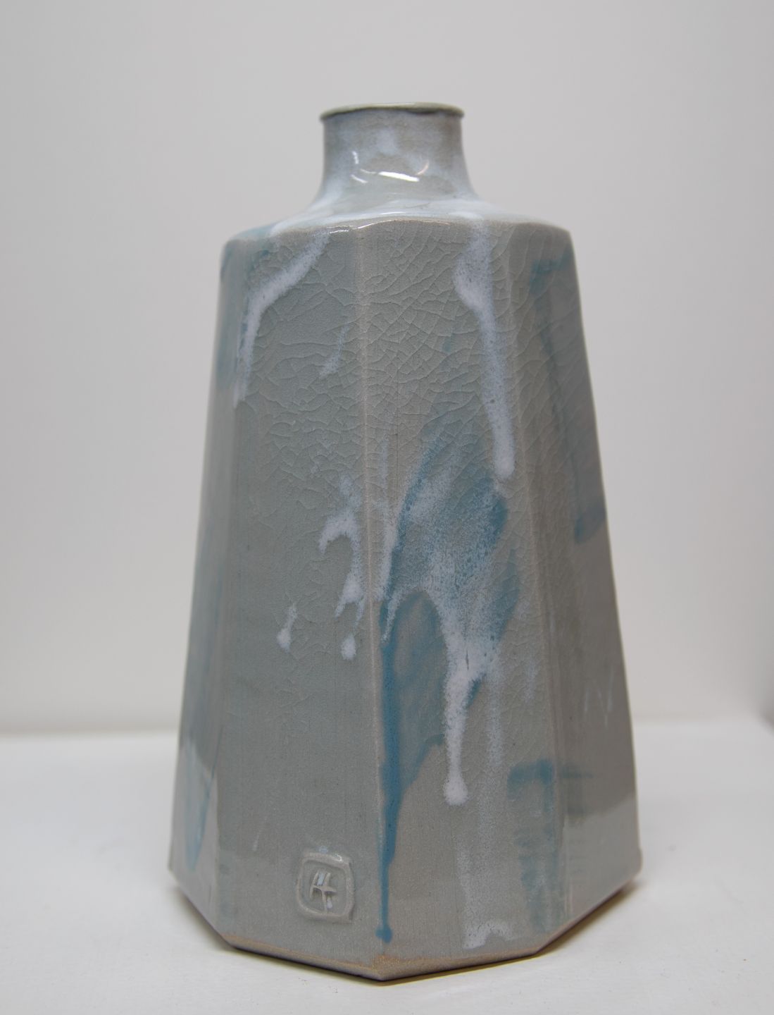 octagonal bottle vase, celadon glaze