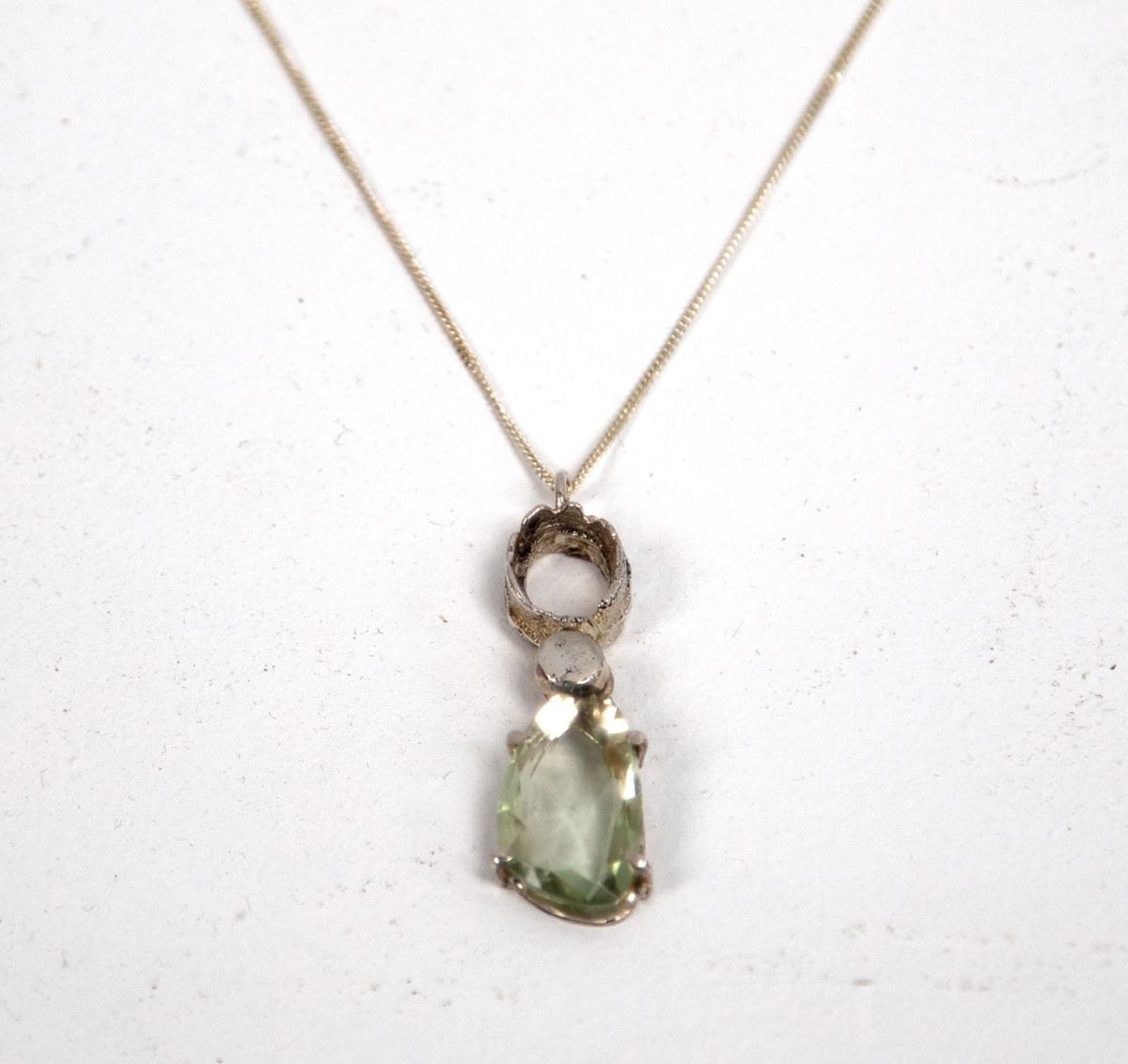 green amethyst silver pendant necklace by ruth hollick