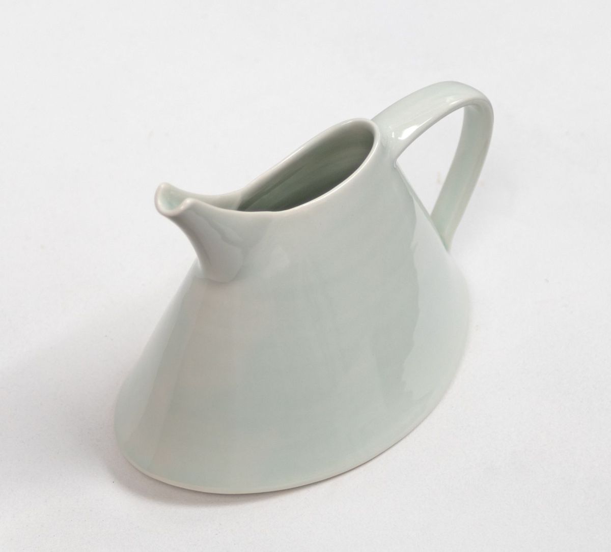 small oval clear blue jug by tricia thom