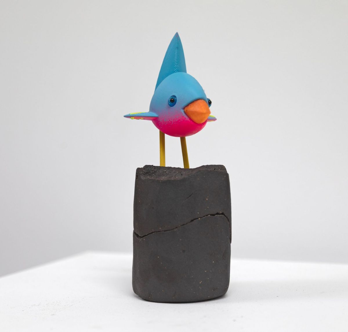 kurinuki bird box V, with blue bird by Chris Barnes